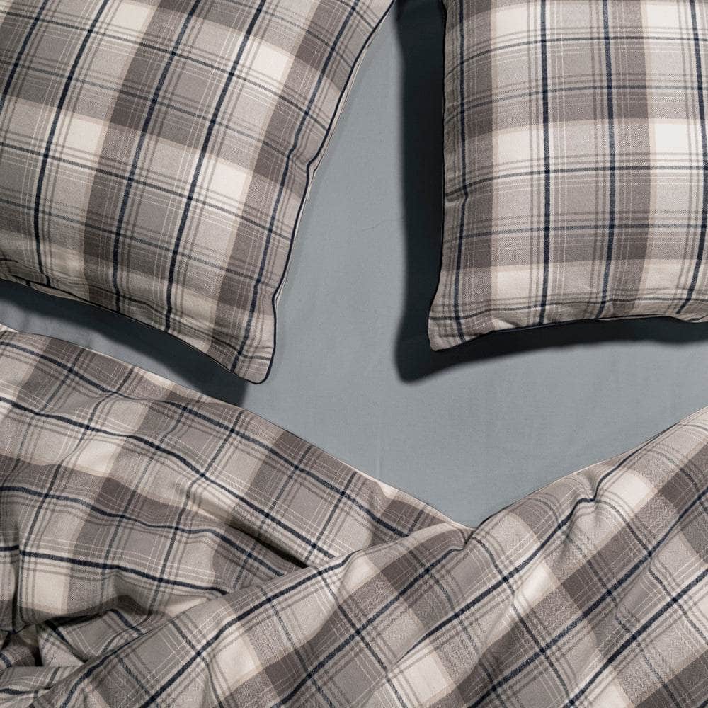 Organic Flannel Sheets Fitted Plaid and Pewter Gray Canada
